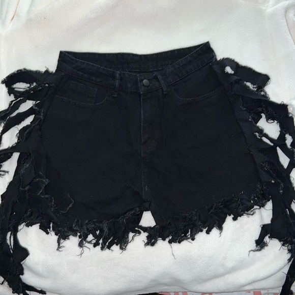 Black Distressed Shorts - Picture 1 of 2